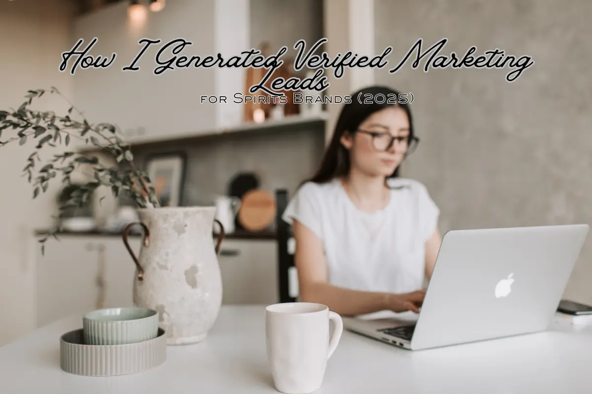 Remote researcher conducting a lead generation case study for spirits brands using LinkedIn and Google Sheets