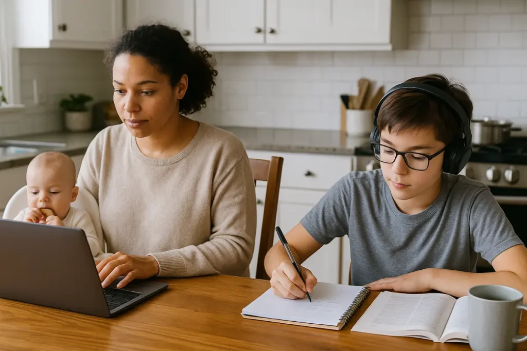 Stay-at-home parent and student doing entry-level online jobs with no experience from home
