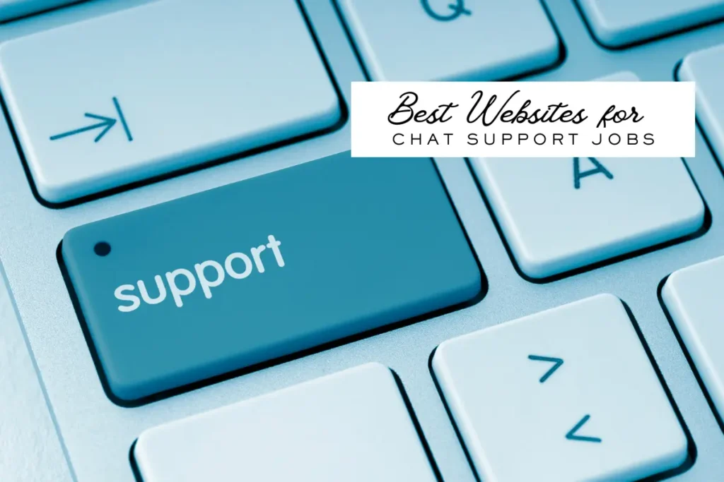 Close-up of a keyboard with a blue support key, representing online platforms and best websites for chat support jobs in 2025.